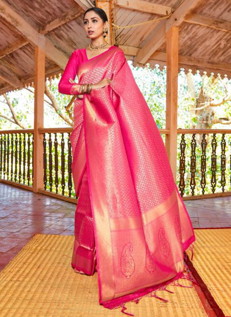 Dark pink outlet bridal saree