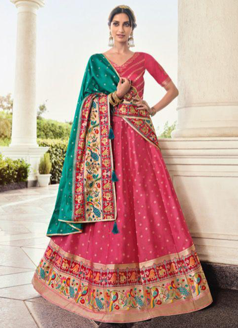 Gajri Pink Colored Georgette Lehenga Choli – DK Fashion Hub