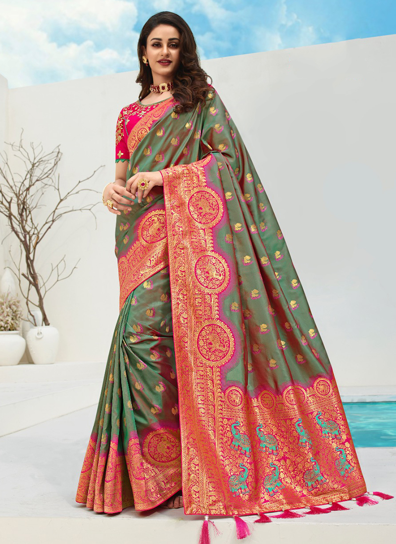 Banarasi Silk Saree Trending Silk Saree Sarees Weaving Banarasi Silk Saree  Wedding Wear Saree at Rs 995, Silk Saree in Surat