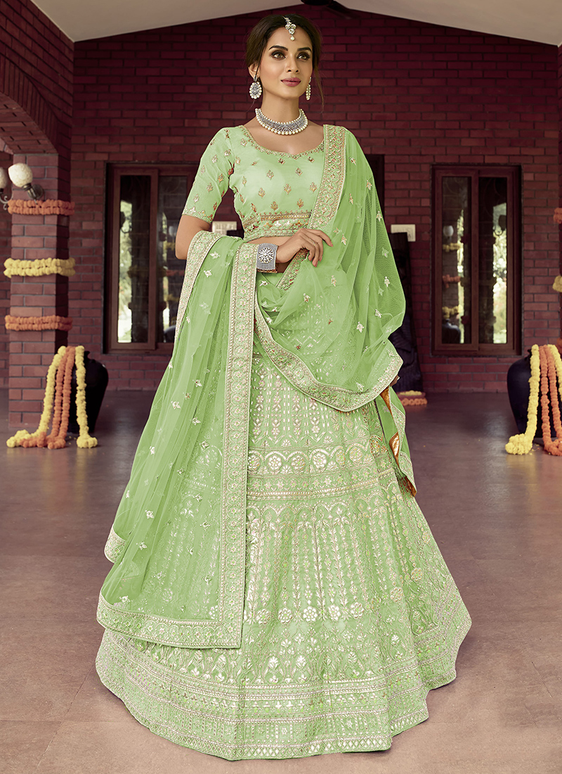 Light Green Georgette Sangeet Lehenga with Prices