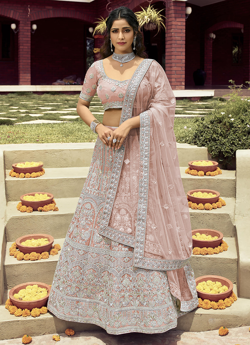 Buy Wedding Wear Light Pink Dori Work Organza Lehenga Choli Online From  Surat Wholesale Shop.