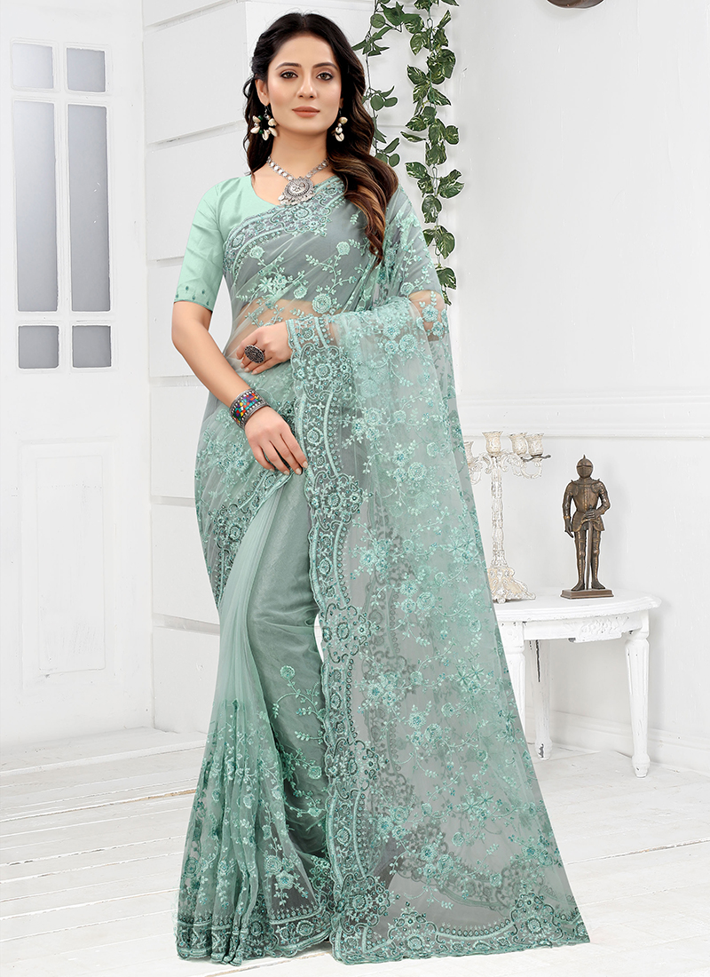 women's Georgette Zari work Saree,Latest Designs Online saree - Pramukh Fab  - 3963946