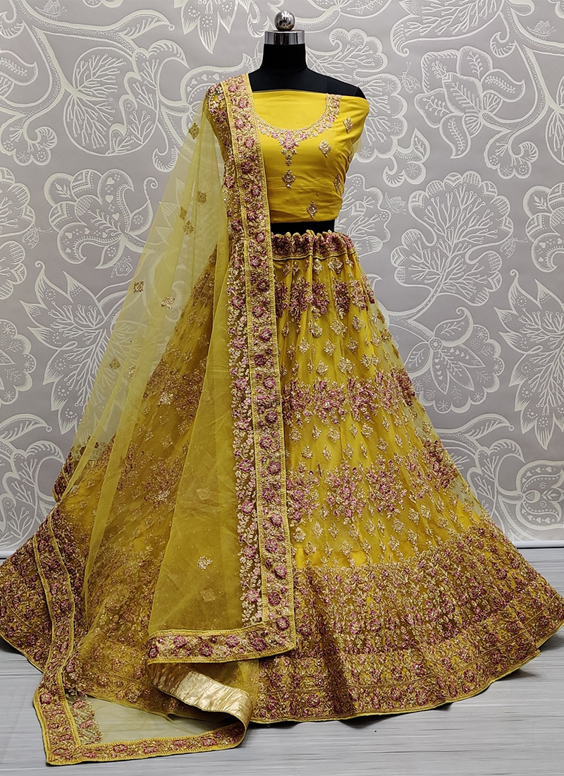 Green Pink Diamond Bridal Wedding Lehenga Banarasi Silk SFZ132801 – Siya  Fashions