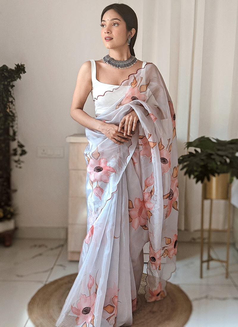 Buy Pure Organza Saree Online 01 - SareesWala.com