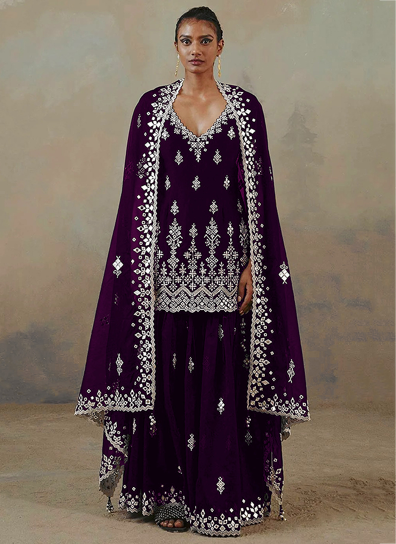 Flower Embroidery Choli Suit... | New saree blouse designs, Cotton kurti  designs, Function dresses