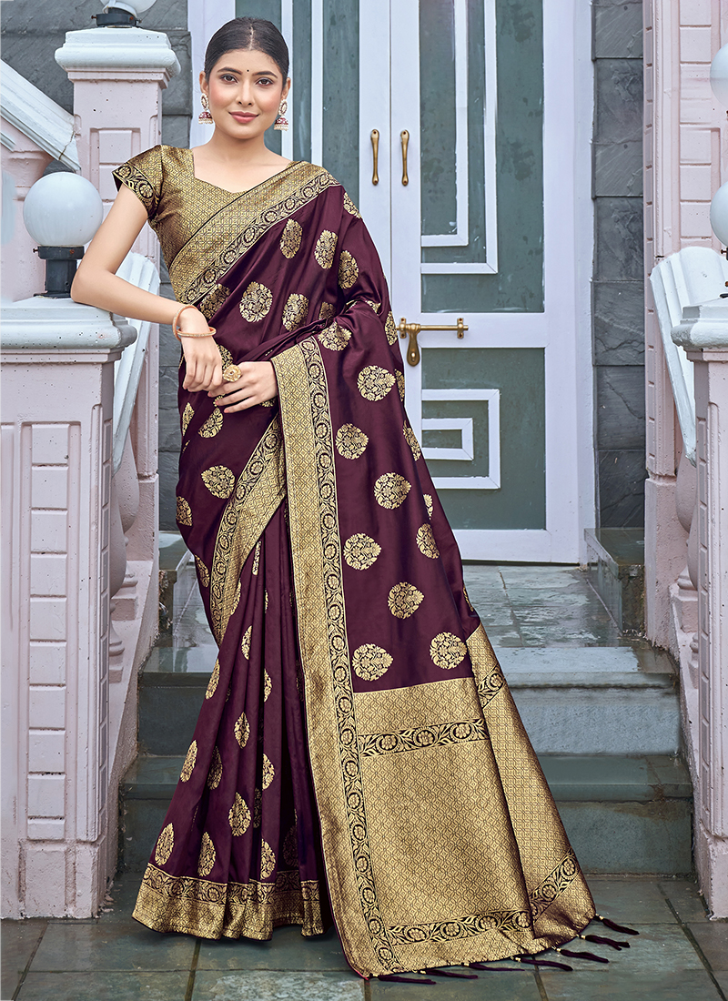 Buy online Women's Banarasi Saree With Blouse from ethnic wear for Women by  Lilots for ₹1099 at 31% off | 2024 Limeroad.com