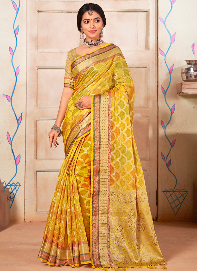 25+ Yellow Wedding Saree Ideas & Inspirations • Keep Me Stylish | South  indian bride, Blouse designs, Bridal jewellery indian