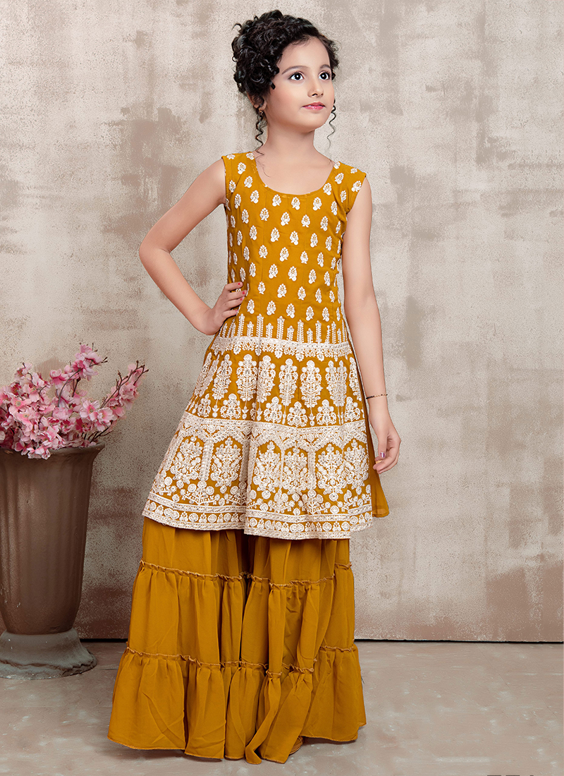 Yellow embroidered cotton silk kids salwar suits - NIKHAAR - 3396923 | Kids  fashion dress, Cotton silk, Baby girl summer dresses