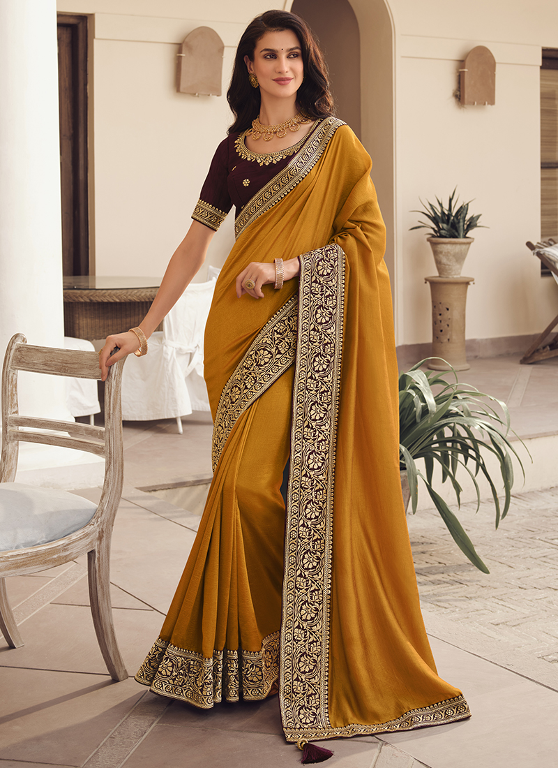 Buy Black and Dull Gold Ikat Silk Saree For Women Online