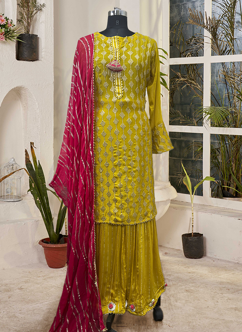 Art silk bandhani gotapatti dress material