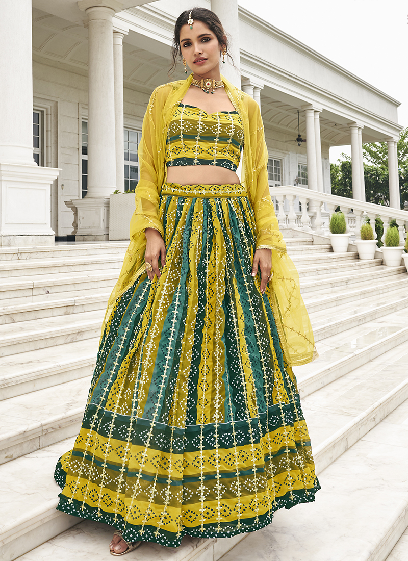 Red Colour With Net Embriodered Sequin Work Lehenga Choli | YOYO Fashion