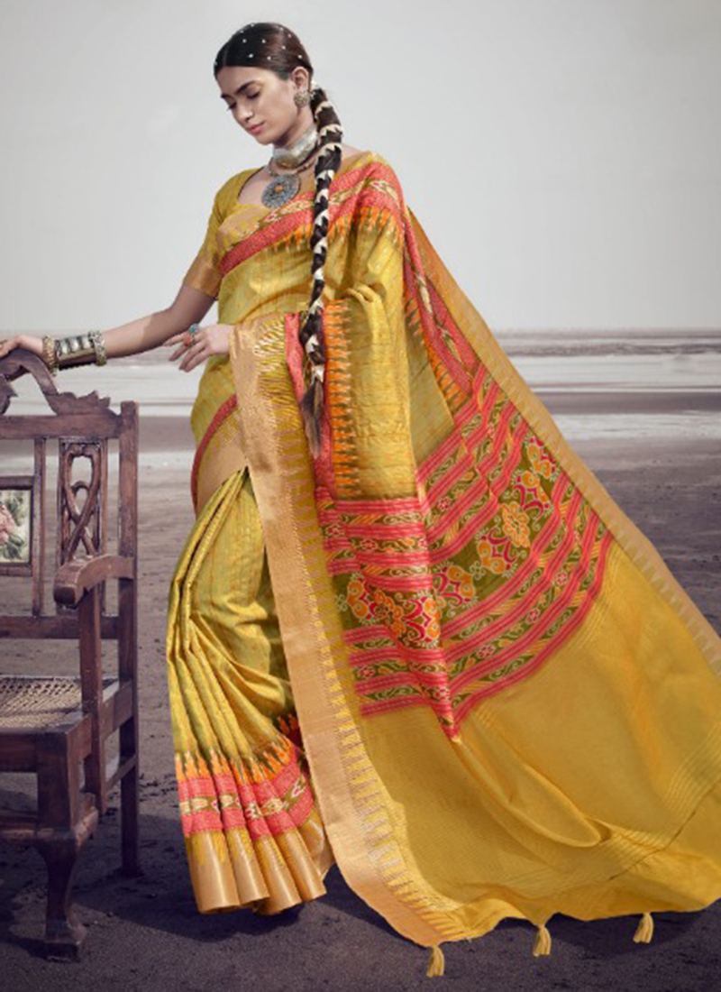 Haldi Sarees : Buy Yellow Indian Sarees for Haldi Function